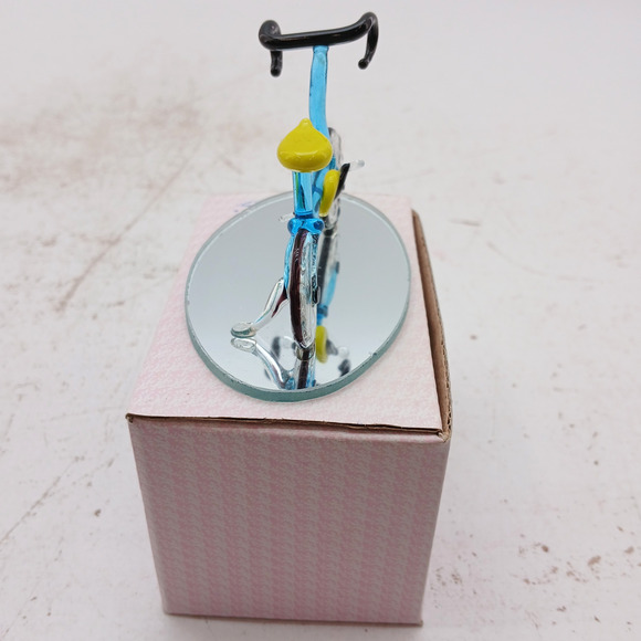 WAMANA Hand Blown Art Glass Bicycle Figurine Ornament w/ Mirror Base Lot of 4 - Picture 2 of 8